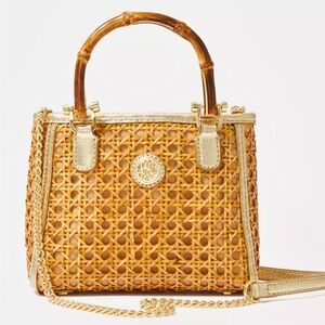 Lilly Pulitzer “Adrian” tan cane mini bag